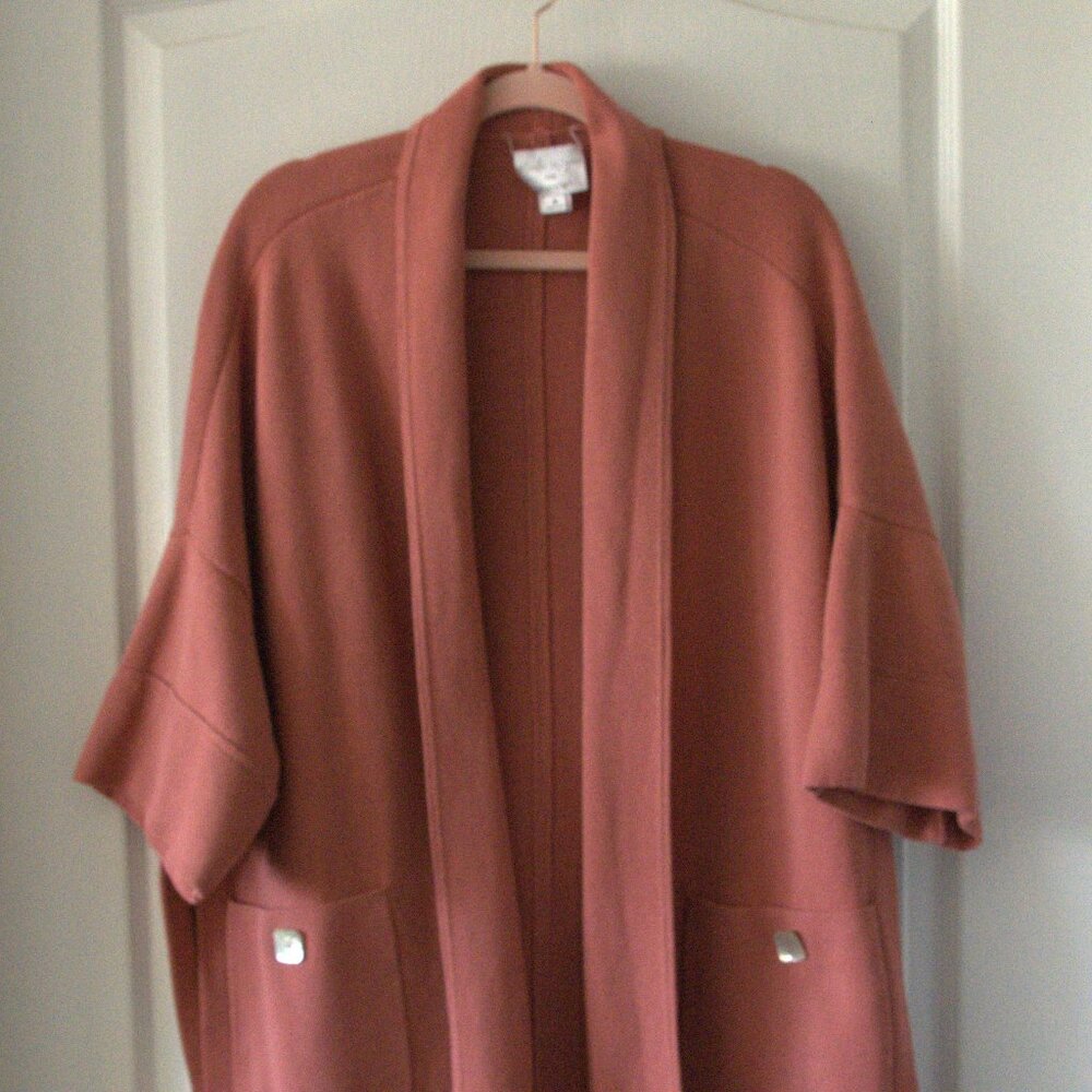 Marla Wynne for Chicos Open Front Cardigan Women's size Medium Dusty Pink